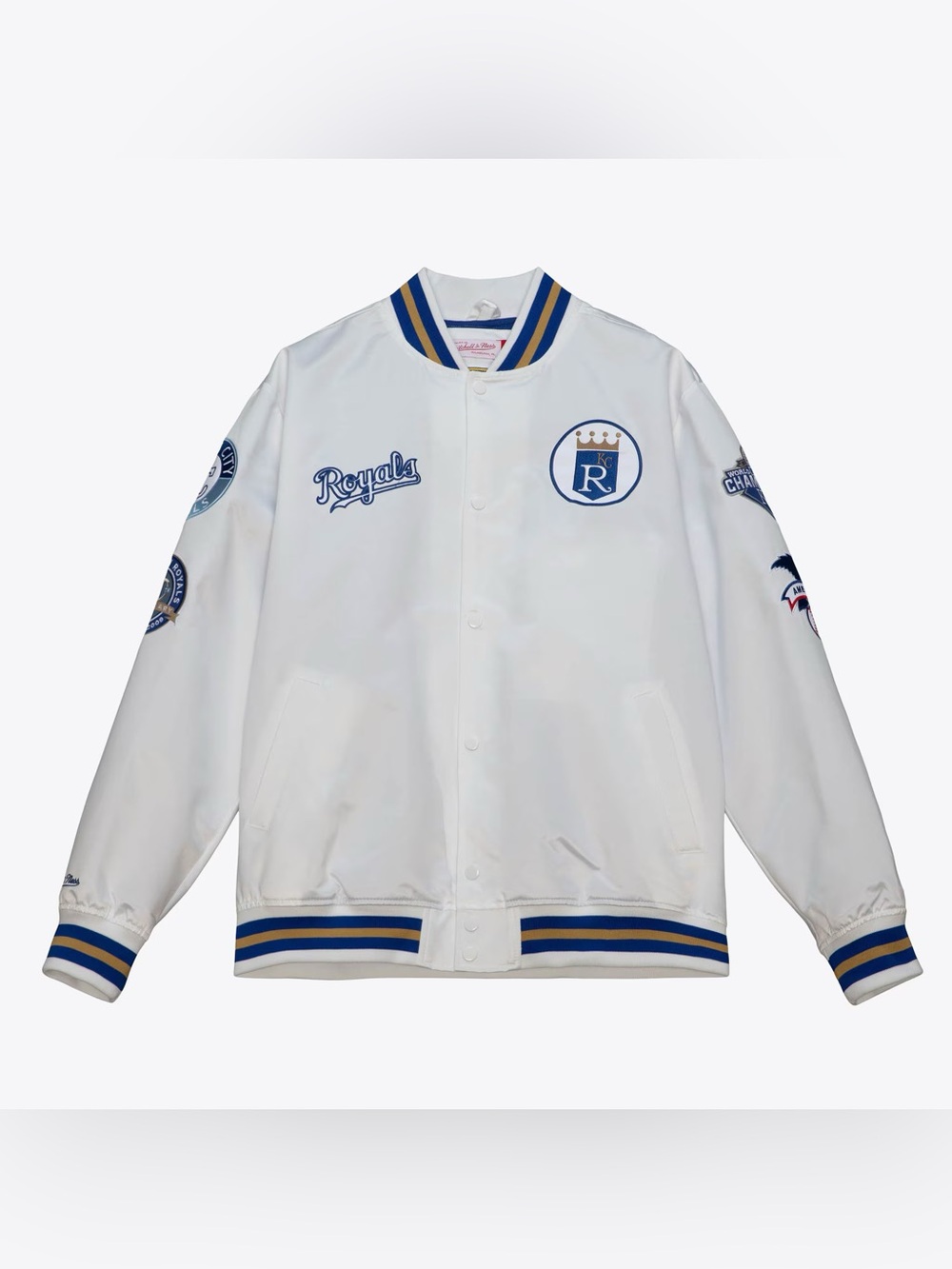Mitchell and Ness Kansas City Royals White City Lightweight Satin Full-Snap Jakt